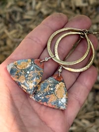 Image 3 of Statement Maligano Jasper brass earrings / n48