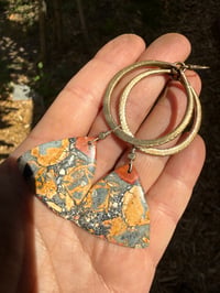 Image 13 of Statement Maligano Jasper brass earrings / n48
