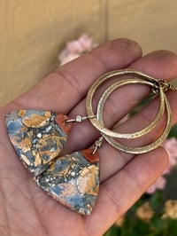 Image 4 of Statement Maligano Jasper brass earrings / n48