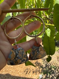 Image 8 of Statement Maligano Jasper brass earrings / n48