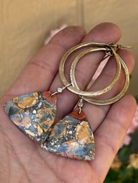 Image 17 of Statement Maligano Jasper brass earrings / n48