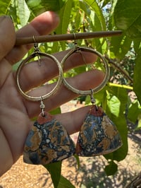Image 20 of Statement Maligano Jasper brass earrings / n48