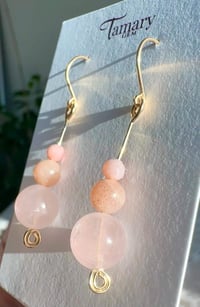 Image 1 of Moonstone, Opal, Rose Quartz, Gemstone Earrings, 14k Gold-Filled