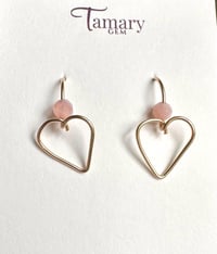 Image 3 of Opal Heart Gemstone Earrings, 14k Gold-Filled