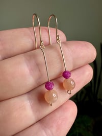 Image 1 of Ruby and Moonstone Gemstone Earrings, 14k Gold-Filled