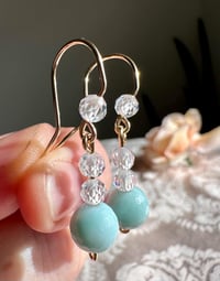 Image 1 of Amazonite Gemstone Sparkly Earrings, 14k Gold-Filled