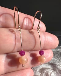 Image 4 of Ruby and Moonstone Gemstone Earrings, 14k Gold-Filled
