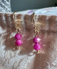 Image 3 of Ruby Gemstone Earrings, 14k Gold-Filled 