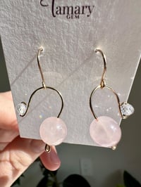 Image 4 of Rose Quartz Earrings, 14k Gold-Filled