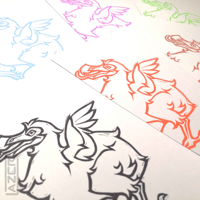 Image 3 of Heraldic Dodo - Multicolor Linocut Prints