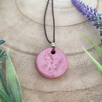 Image 3 of Pink Sprig Ceramic Pendant/Necklace