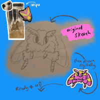 Image 2 of  Rosy Maple Moth Doodle Sticker