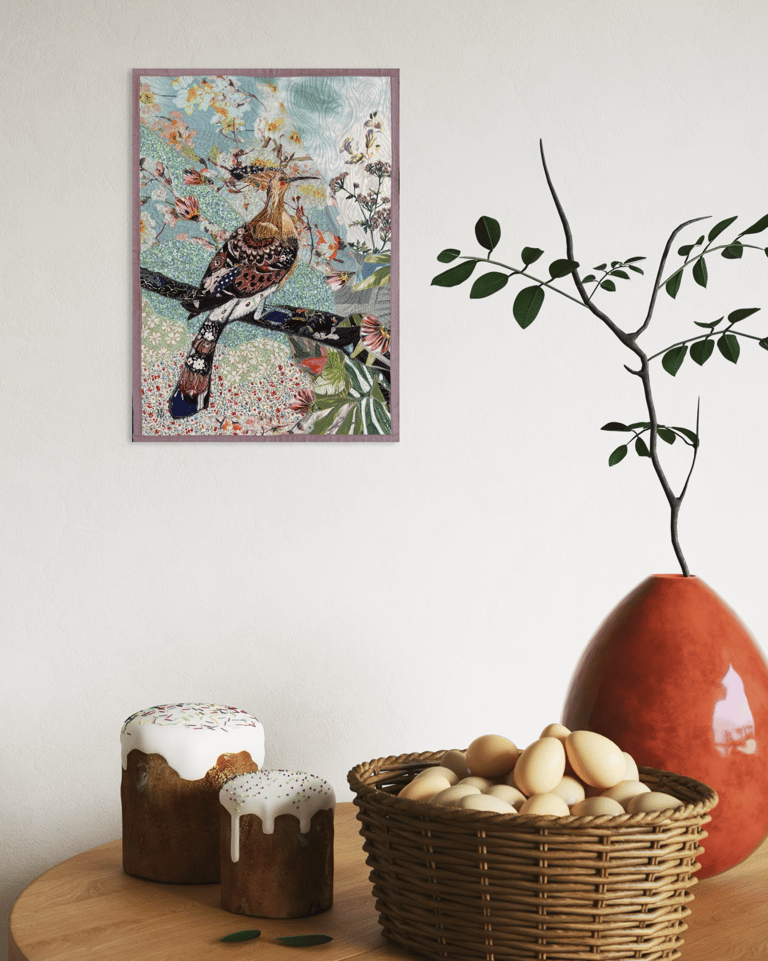 'Amidst the Blooming Holiday' - Birdy wall art for bird-lovers,  53x38cm Image 9