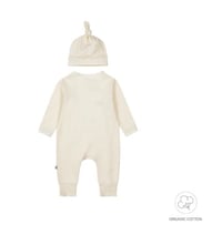 Image 3 of Organic Cotton Baby Jumpsuit & Hat Set – Cream