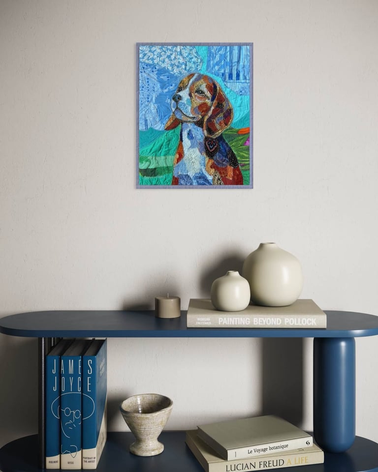 Peace — Original Beagle Art Quilt, Textile Dog Portrait, Pet Lover Wall Art, 45x36cm Image 7