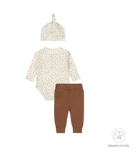 Image 3 of Organic Cotton Baby Boy 3-Piece Set – Cream & Brown