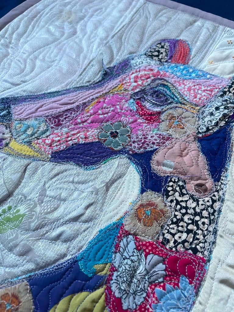 Fragility — Original Greyhound Textile Art Quilt, Elegant Pet Decor, 45x38cm Image 3