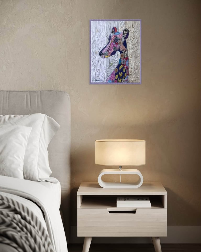 Fragility — Original Greyhound Textile Art Quilt, Elegant Pet Decor, 45x38cm Image 6