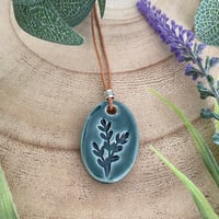 Image 1 of Handmade Ceramic Green Sprig Pendant Necklace 