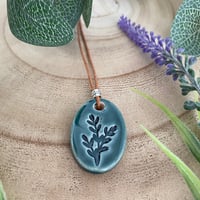 Image 2 of Handmade Ceramic Green Sprig Pendant Necklace 