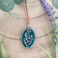 Image 3 of Handmade Ceramic Green Sprig Pendant Necklace 