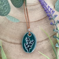 Image 4 of Handmade Ceramic Green Sprig Pendant Necklace 
