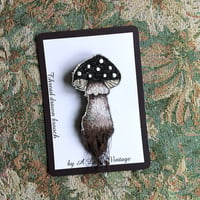 Image 2 of Stitched fungi brooch