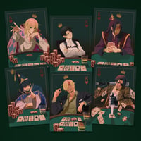 Image 3 of Poker Postcards! High Stakes Heartthrobs! LADS, RE4,JJK,HONKAI, AND MORE!