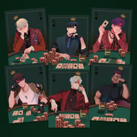 Image 1 of Poker Postcards! High Stakes Heartthrobs! LADS, RE4,JJK,HONKAI, AND MORE!
