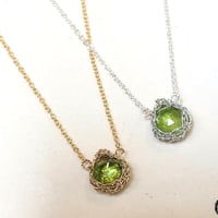 Image 1 of STERLING (OR GOLD) PERIDOT CROCHET NECKLACE