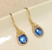 Image 1 of GOLD AND KYANITE DROP EARRINGS