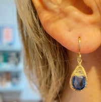 Image 2 of GOLD AND KYANITE DROP EARRINGS