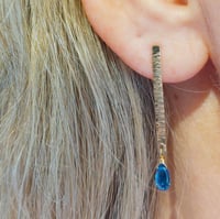 Image 2 of GOLD BAR EARRINGS WITH KYANITE DROP