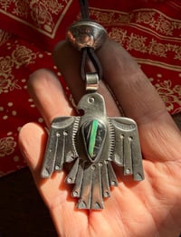 Image 2 of WL&A Handmade Old Style Ingot High Grade Black Jack Thunderbird Pendant + Walking Liberty Pearl Top