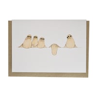 Image 1 of Australian made greeting card - Australian sealions 'Seals on a wire'