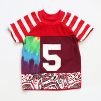 Image 2 of double upcycled size 5T five 5 5th fifth bday party birthday courtneycourtney patchwork dress