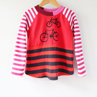 Image 1 of red stripes baseball raglan longsleeve 4T courtneycourtney tee shirt bikes bicycles cyclist