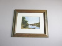 Image 2 of A Quiet River 1872 by James Roberts, Vintage Small Art Print in Wooden Frame