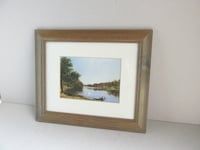 Image 3 of A Quiet River 1872 by James Roberts, Vintage Small Art Print in Wooden Frame