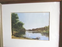Image 5 of A Quiet River 1872 by James Roberts, Vintage Small Art Print in Wooden Frame