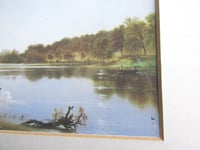 Image 8 of A Quiet River 1872 by James Roberts, Vintage Small Art Print in Wooden Frame