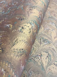Image 3 of Copper combed hand marbled on brown paper // 5 sheets available 