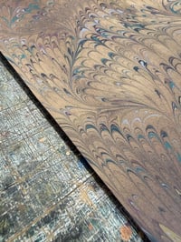 Image 4 of Copper combed hand marbled on brown paper // 5 sheets available 