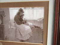 Image 5 of The Knitting Lesson by Carlton Alfred Smith (b 1853), Small Vintage Art Print, Framed (frame wear)