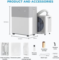 Image 8 of 12000 BTU Portable Air Conditioner with Heat Pump, WiFi Control &amp; Dehumidifier
