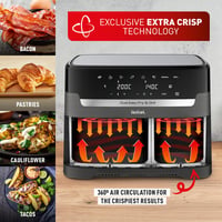 Image 4 of Tefal Easy Fry Dual Zone Digital air fryer, 2 Drawers, 8.3L, 8in1, Uses No Oil, Air Fry, Extra Crisp