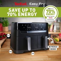 Image 7 of Tefal Easy Fry Dual Zone Digital Air Fryer, 2 Drawers, 8.3L, 8in1, Air Fry, Extra Crisp, Roast, B...