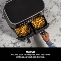Image 3 of Ninja Foodi Dual Zone Digital Air Fryer, 2 Drawers, 7.6L, 4-in-1, Uses No Oil, Air Fry, Max Crisp...