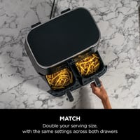 Image 4 of Ninja Foodi Dual Zone Digital Air Fryer, 2 Drawers, 7.6L, 6-in-1, Uses No Oil, Air Fry, Max Crisp...