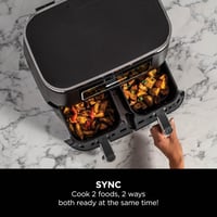 Image 4 of Ninja Foodi Dual Zone Digital Air Fryer, 2 Drawers, 7.6L, 4-in-1, Uses No Oil, Air Fry, Max Crisp...
